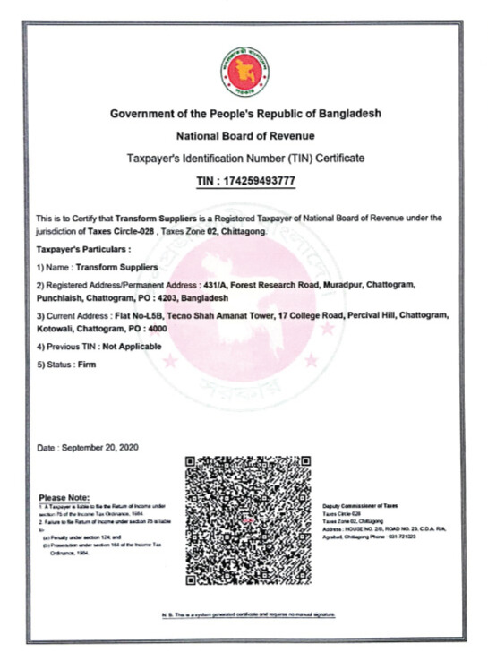 TIN Certificate